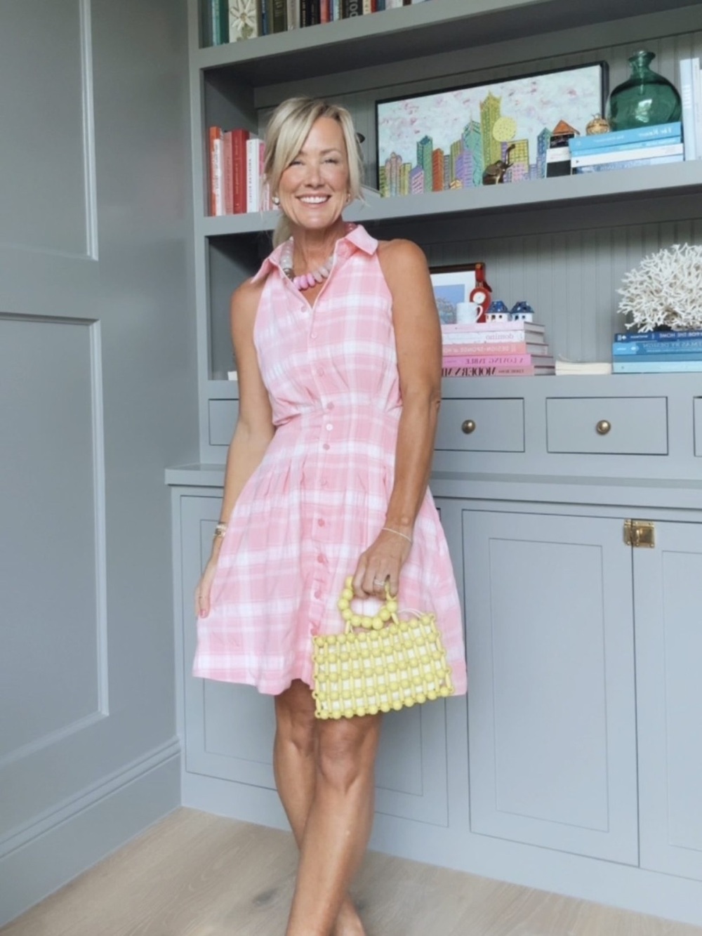 NWT $178 Anthropologie x Exquise Pink Plaid Tobie Mini Shirtdress w/ Pockets XL